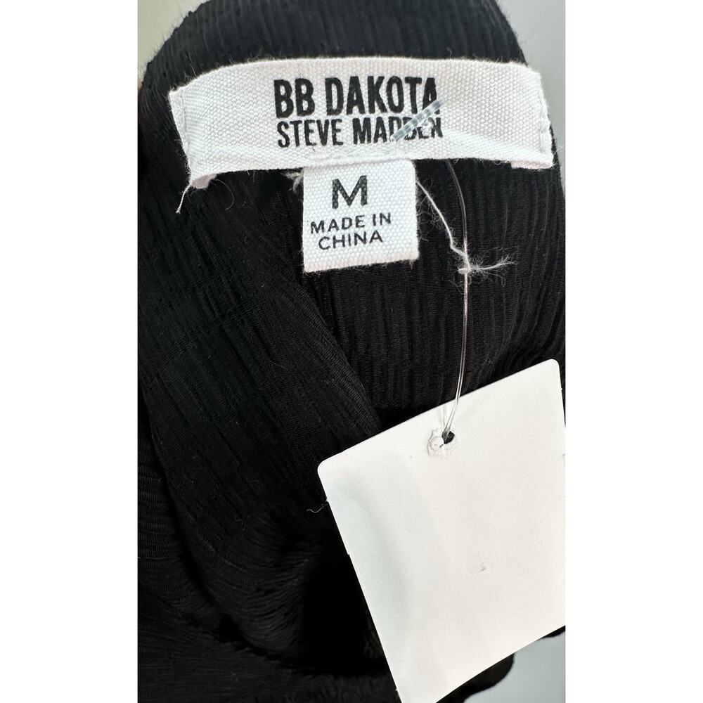 BB Dakota Steve Madden Black V-Neck Long Sleeve Button Mini Dress M - Picture 7 of 7